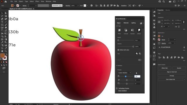 Create an Apple using 3D Effects in Illustrator | English Sub смотреть онлайн