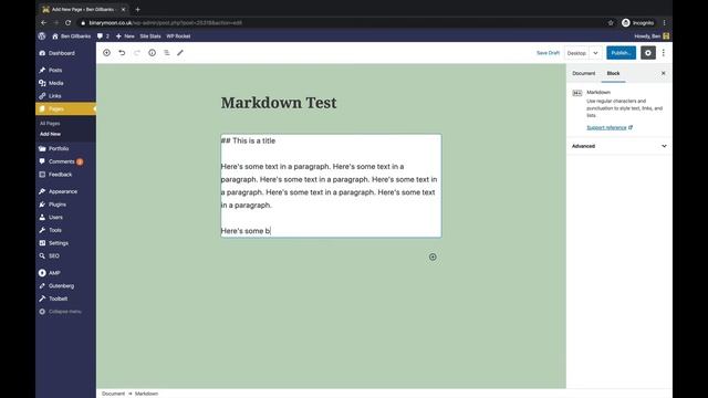 WordPress Gutenberg Markdown Example смотреть онлайн