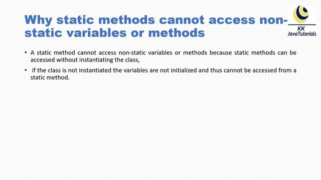 Why static methods cannot access non static variables or methods ? смотреть онлайн