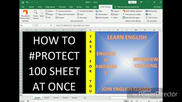 How to protect multiple sheet in Excel 2016 in Hindi ||100 SHEET IN ONE MINUTE || TRY IT смотреть онлайн