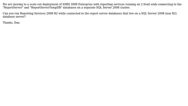 SSRS 2008 R2 with SQL Server 2008 (non R2) ReportServer databases смотреть онлайн