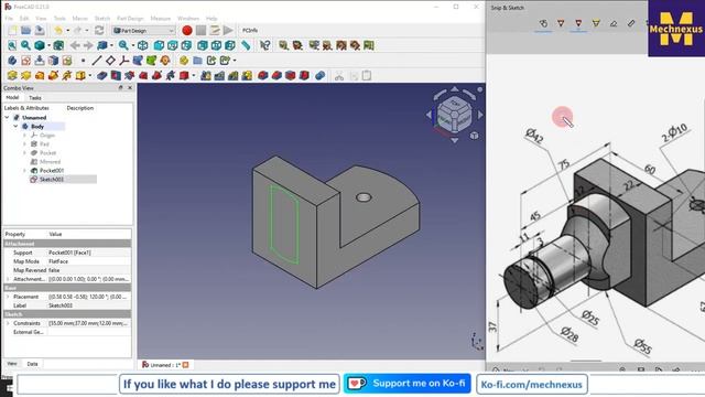 FreeCAD Part Modeling Tutorial 73 | FreeCAD Tutorial | Mechnexus | смотреть онлайн