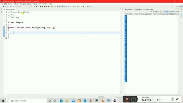 Print Alphabets | A - Z | 2 ways | ASCII value | Rudrapratap | basic java program | V#16 смотреть онлайн