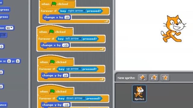 Scratch: How to move sprite up down left right смотреть онлайн