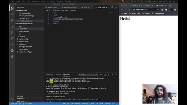 Vanilla JS Scaffold con webpack, ESLint, Babel смотреть онлайн