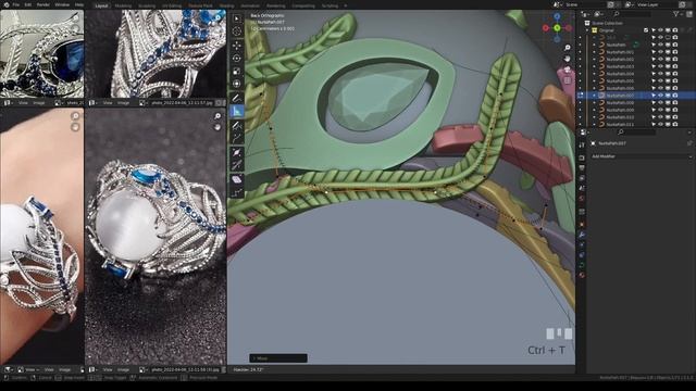 Blender 3D. Кольцо - перья смотреть онлайн