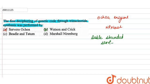 The first deciphering of genetic code throug trinucleotide synthesis was performed by `:` смотреть онлайн