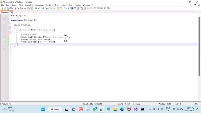 Example for Console ReadLine in C# смотреть онлайн