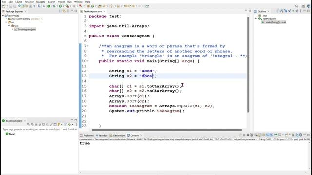 Check two strings are anagram or not (java full stack interview) смотреть онлайн