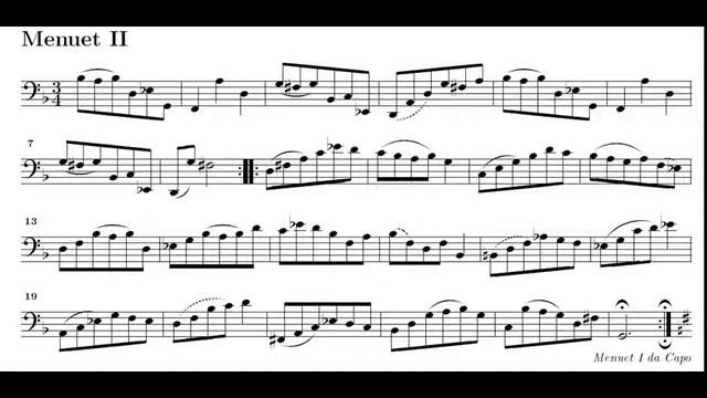 J.S. Bach. Cello. Suite nº 1 en Sol M BWV 1007. Menuet. Partitura E Interpretación смотреть онлайн