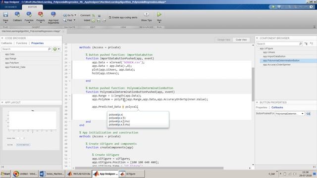 Machine Learning Algorithm - Polynomial Regression in MATLAB App Designer R2018a смотреть онлайн
