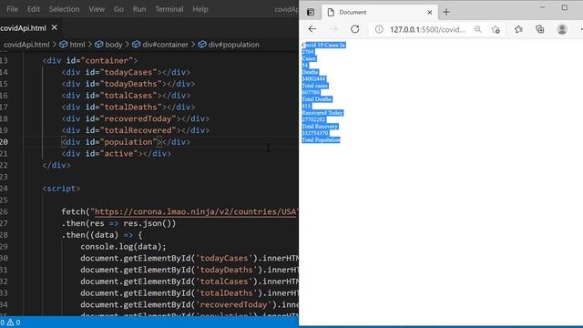 Build a Covid API Statistics Project Javascript Tutorial смотреть онлайн