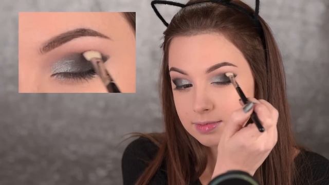 Night Out Makeup Tutorial | Black & Silver Smokey Eye смотреть онлайн