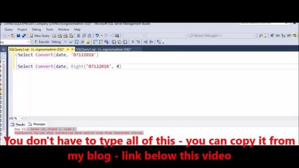 MS SQL Fix Error Conversion failed when converting date and or time from character string