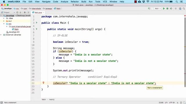 5.9 Operators - Ternary operator [learn Java] смотреть онлайн
