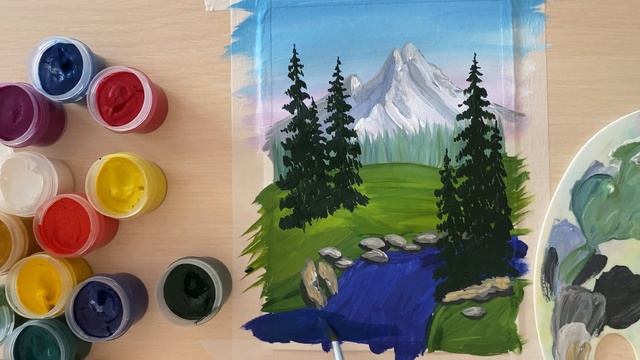 Урок рисования - летний пейзаж. Как нарисовать пейзаж гуашью пошагово. Рисуем вместе смотреть онлайн