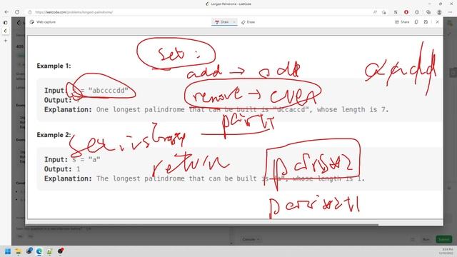 LeetCode 409 | Longest Palindrome | Set | Debugger | Java смотреть онлайн