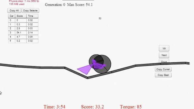Genetic Algorithm Car Evolution Using Box2D Physics (v3.1) смотреть онлайн
