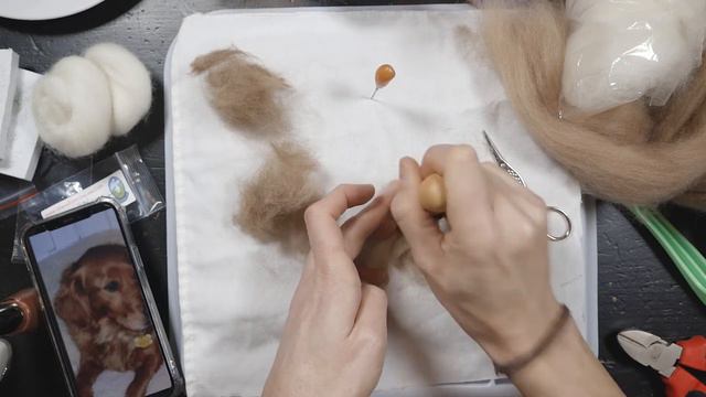 FACE/PAWS/TAIL: PART FIVE | Making a Needle Felted Miniature Golden Retriever out of Wool. смотреть онлайн