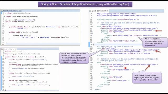 Spring+Quartz Scheduler Integration Example (JobDetailFactoryBean) | Spring Tutorial смотреть онлайн