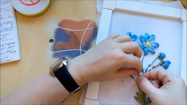 МК. Вышиваем мимозу и печеночницу. Часть 4. Печеночница 2. смотреть онлайн