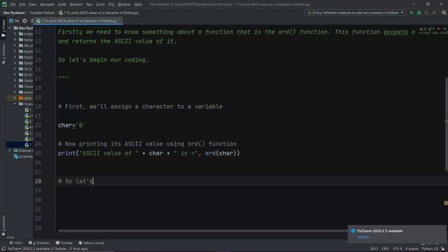 #7 | How to print ASCII value of a character in Python | Python Basic Tutorials | With Source Code смотреть онлайн