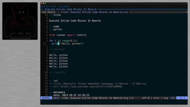 Execute Inline Code Blocks In Neovim смотреть онлайн