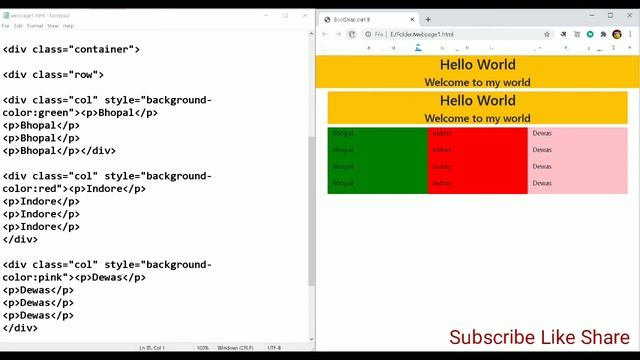 Bootstrap part 11 | How to use col class | #column CSS | смотреть онлайн
