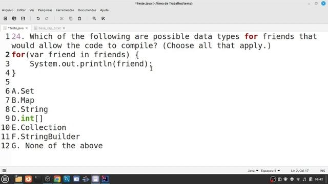 Which of the following are possible data types for friends that would allow the code to compile... смотреть онлайн