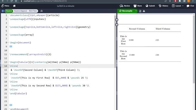 LaTeX in a Minute: Table Column Text Alignment with Custom Widths смотреть онлайн