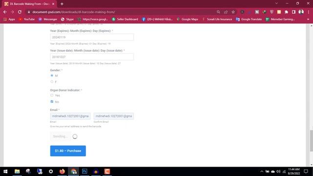 US DL Barcode Making System By Barcode Scanner X And US DL Template Selling WEBSITE Document-psd
