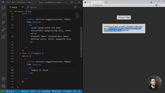 Conditional rendering with React смотреть онлайн