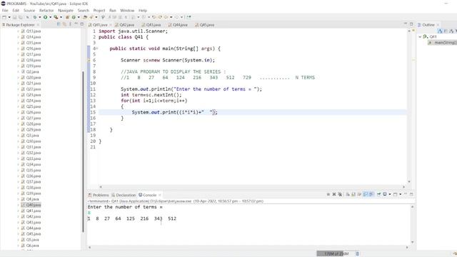 || 41 || Java program to print cube of first N Natural Number | Series Program in Java |Basic serie смотреть онлайн