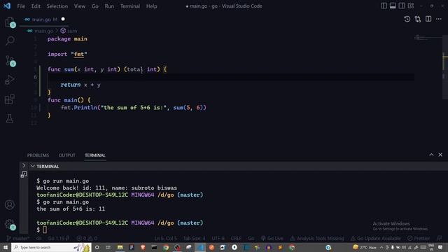 Go lang - Function | Multiple Return Values | Named Return Values | Return Types - हिंदी में смотреть онлайн