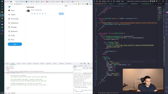 Building a twitter clone with React JS - fetching data and handling errors смотреть онлайн