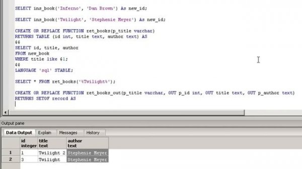 PostgreSQL tutorial - functions (Lesson 8)