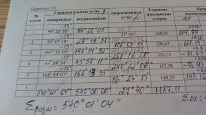 Камеральная обработка теодолитного хода. Вычисление координат теодолитного хода. Часть 2