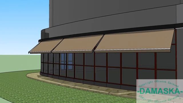 Витринные маркизы по закругленному витражу г Анапа