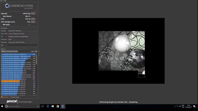 Intel Core i7 7700K & GeForce GTX 1080 ti Cinebench R15 test смотреть онлайн