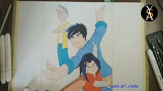 портрет Джеки Чана скетч-маркерами. Portrait of Jackie Chan. YOUTH ART STUDIO смотреть онлайн