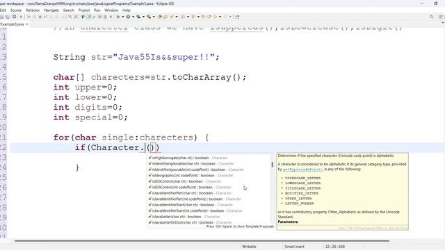 How Many Upper Case, Lower Case, Digits in given string java Part-2 смотреть онлайн