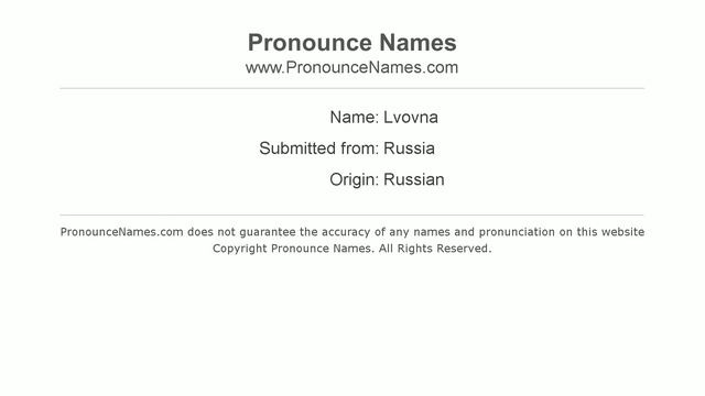 How to pronounce Lvovna (Russian/Russia) - PronounceNames.com смотреть онлайн