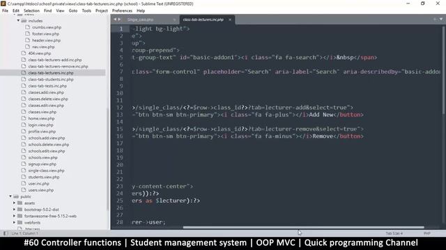 #60 Controller functions | Student management system in PHP | OOP MVC | Quick programming tutorial смотреть онлайн