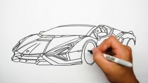 How to draw a car - Lamborghini Sian Roadster - Step by step