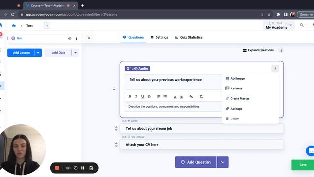 AcademyOcean LMS: Как создать audio, video, file upload типы вопроса? смотреть онлайн