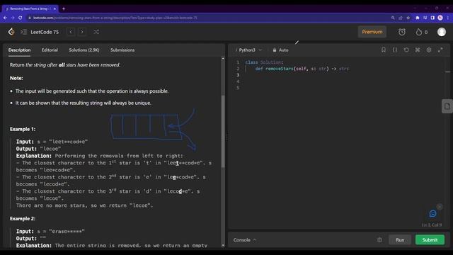 Leetcode - Removing Stars From a String walkthrough. MEDIUM #Python #leetcode смотреть онлайн