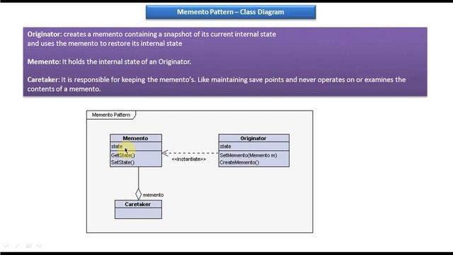Memento Design pattern - Class Diagram смотреть онлайн