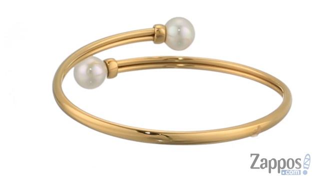 Majorica Galatea 9mm White Round Pearls on Gold Plated Steel Bangle SKU: 9177635 смотреть онлайн