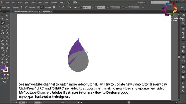 Modern Water Drop Icon Logo Design Tutorial / Adobe illustrator CC Tutorial / Cool Logo Design смотреть онлайн