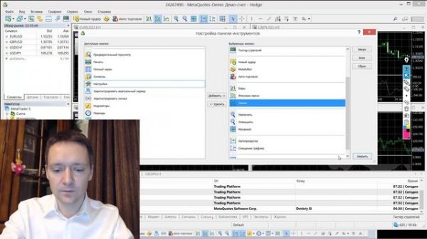 MetaTrader 5: Настройка панели инструментов